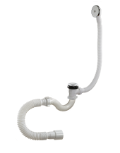 Сифон ORIO  для ванны 1 1/2 40 S-тип,клик-клак с переливом,сгибкой трубой A -20089